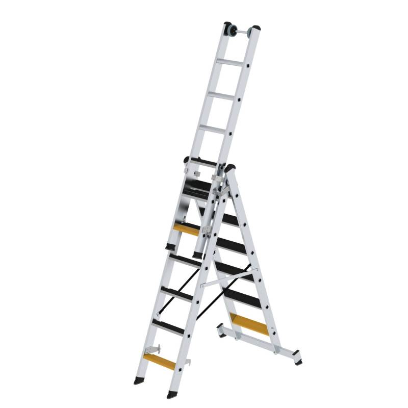PROREGAL Stufen-Mehrzweckleiter 3-Teilig mit Traverse und Clip-Step R13 3 x 6 Stufen von PROREGAL