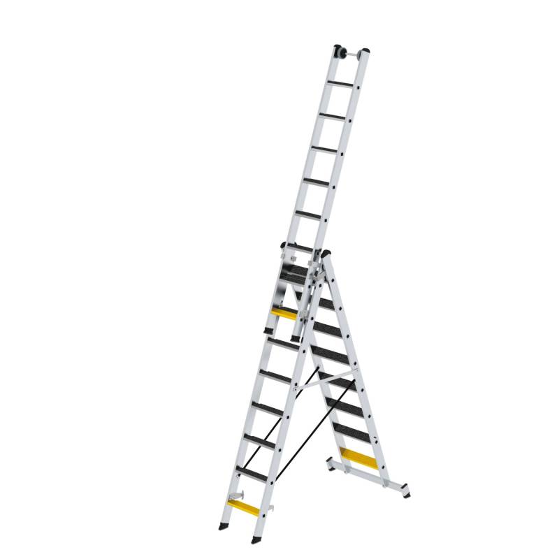 PROREGAL Stufen-Mehrzweckleiter 3-Teilig mit Traverse und Clip-Step R13 3 x 8 Stufen von PROREGAL