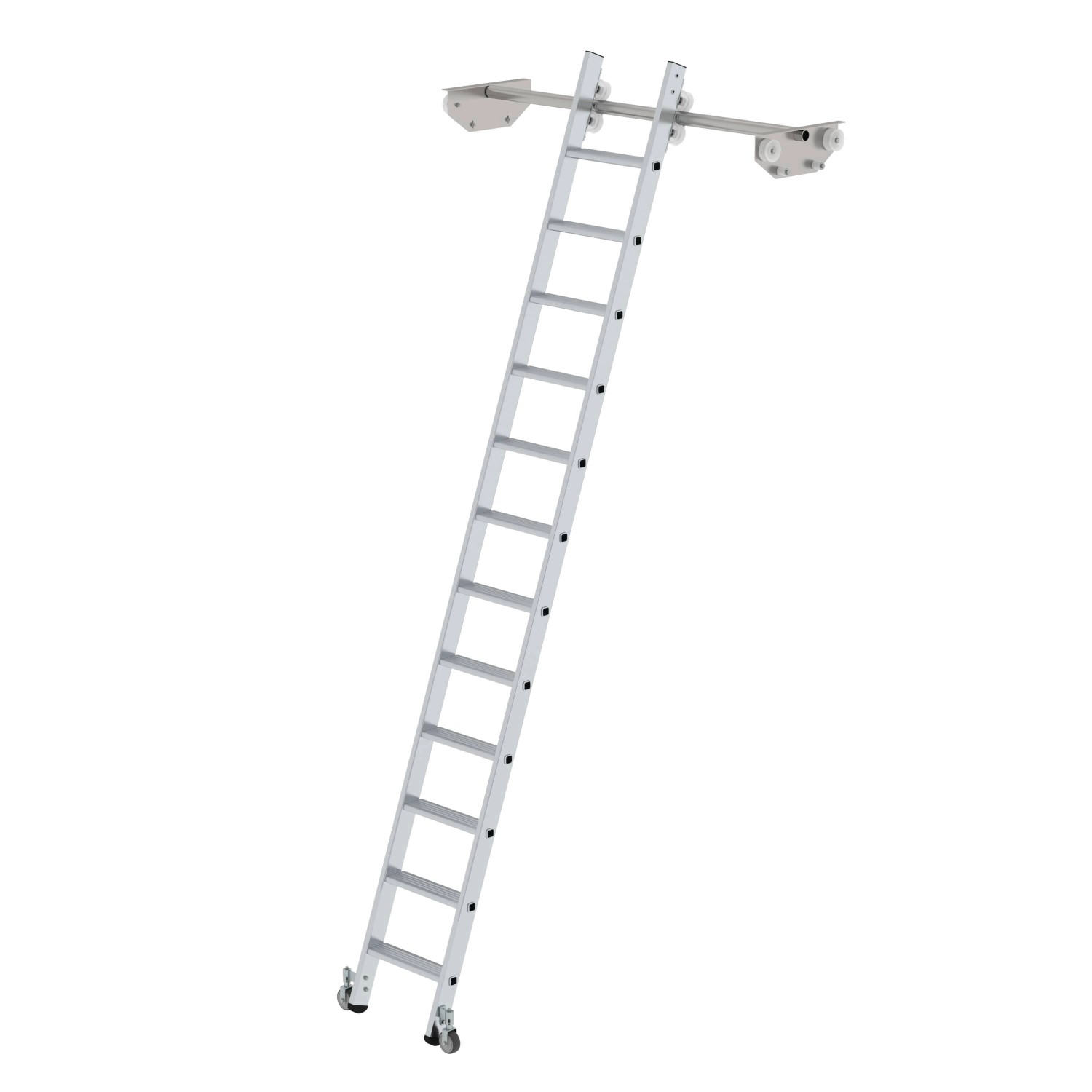 PROREGAL Stufen-Regalleiter Fahrbar für Doppelregal 12 Stufen PROREGAL Stufen-Regalleiter Fahrbar für Doppelregal 12 Stufen von PROREGAL