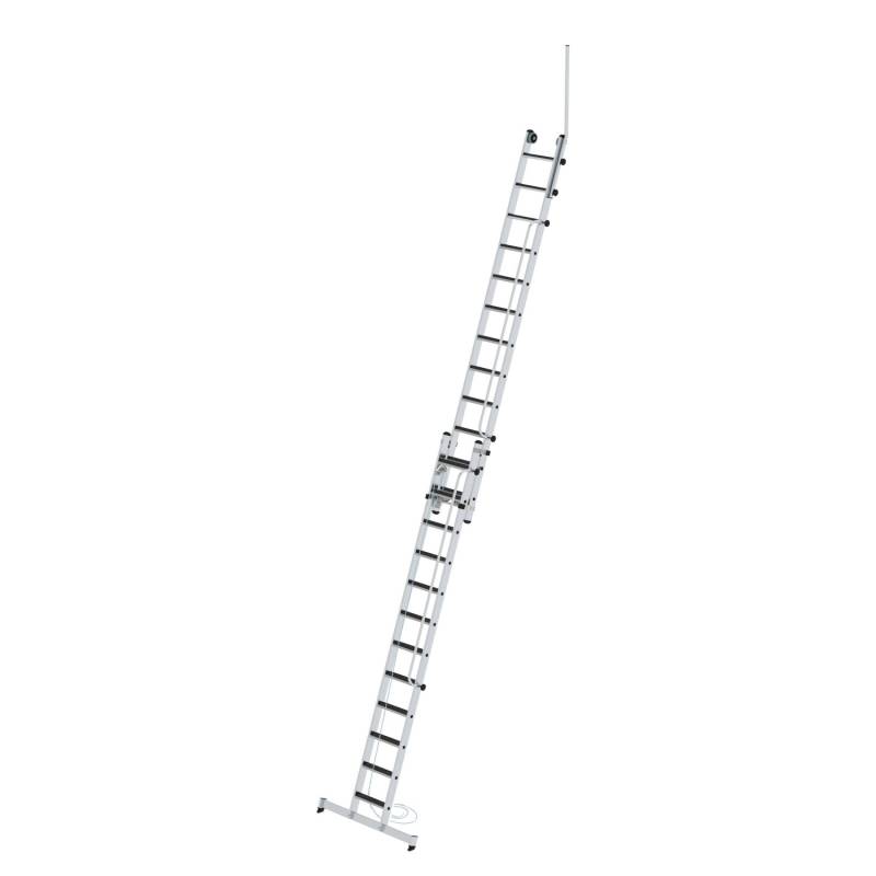 PROREGAL Stufen-Seilzugleiter 2-Teilig mit Handlauf und Ausstiegsholm 2 x 12 Stufen von PROREGAL