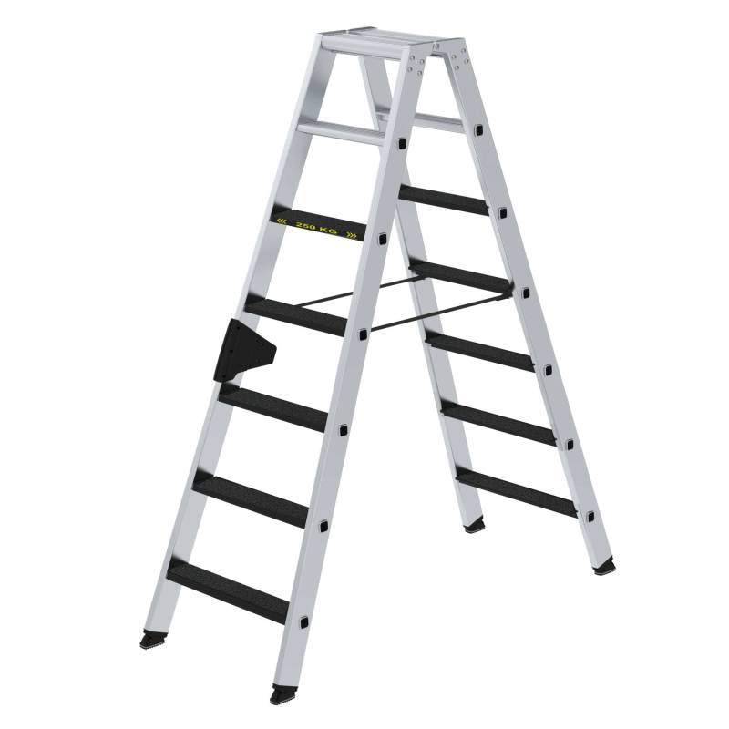 PROREGAL Stufen-Stehleiter 250 kg Beidseitig Begehbar mit Clip-Step R13 2 x 7 Stufen von PROREGAL