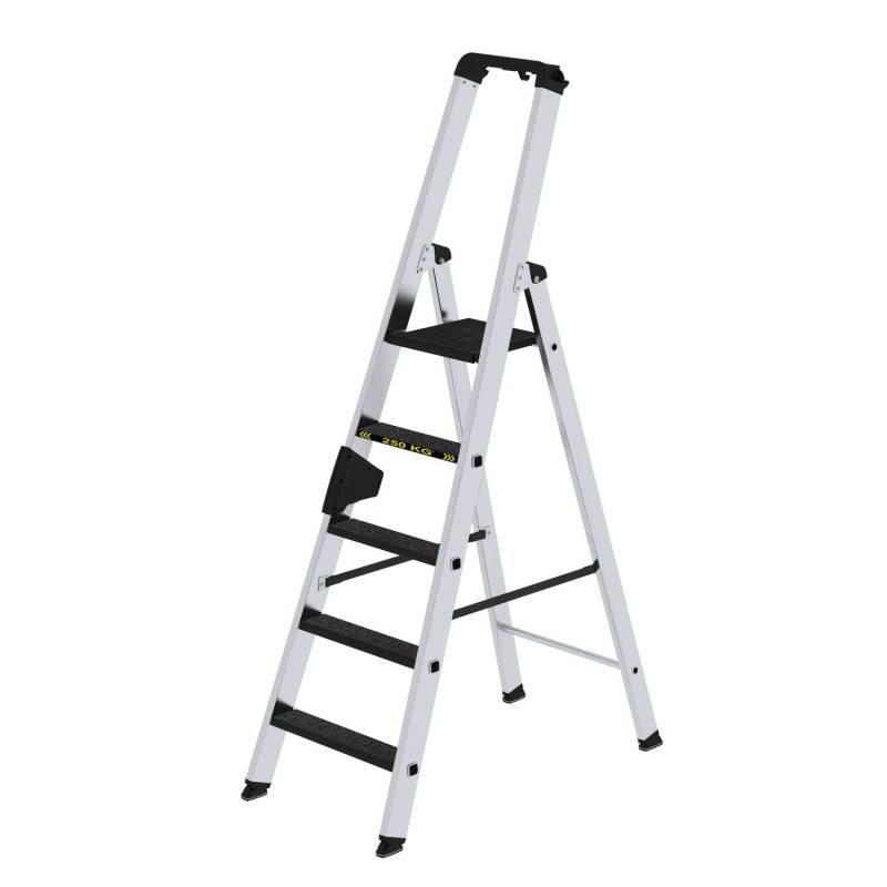 PROREGAL Stufen-Stehleiter 250 kg Einseitig Begehbar mit Clip-Step R13 5 Stufen von PROREGAL