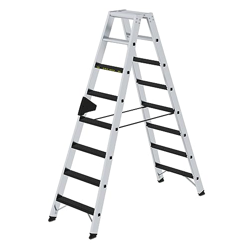 PROREGAL Stufen-Stehleiter | 250 kg beidseitig begehbar mit Clip-Step R13 | 2x8 Stufen | Leiter, Teleskopleiter, Trittleiter, Bockleiter, Sprossen-Doppelleiter von PROREGAL