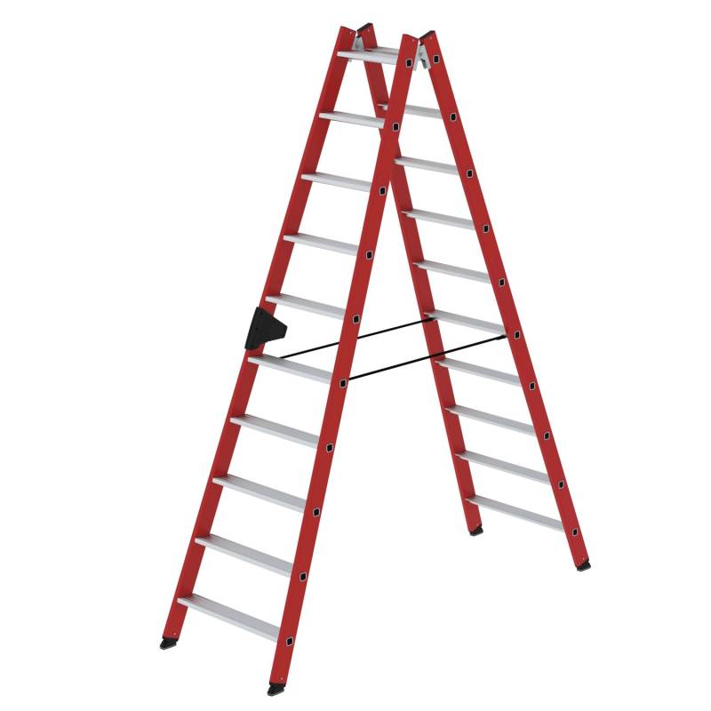 PROREGAL Stufen-Stehleiter Beidseitig Begehbar GFK & Alu 2 x 10 Stufen von PROREGAL