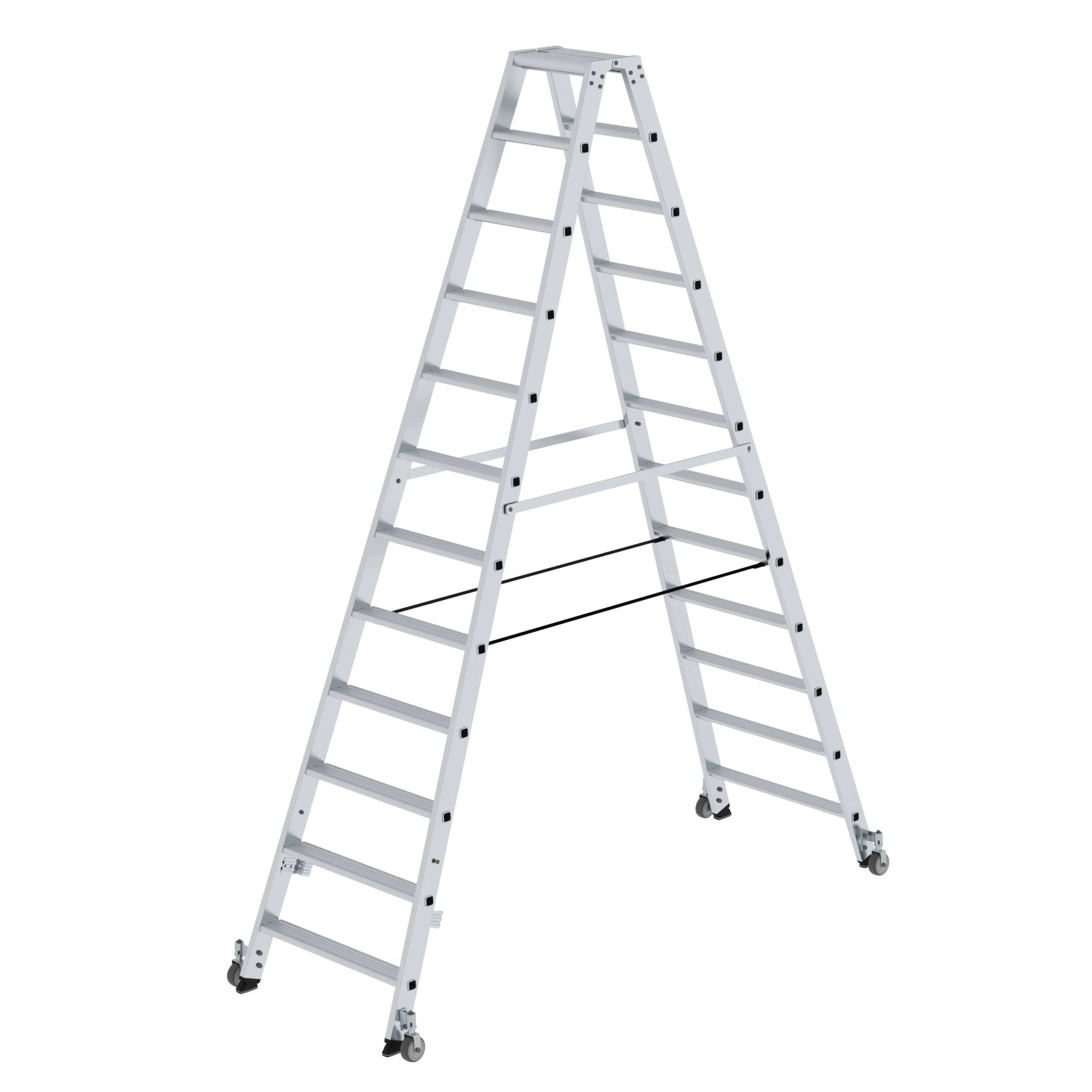 PROREGAL Stufen-Stehleiter Beidseitig Begehbar mit Rollen 2 x 12 Stufen PROREGAL Stufen-Stehleiter Beidseitig Begehbar mit Rollen 2 x 12 Stufen von PROREGAL