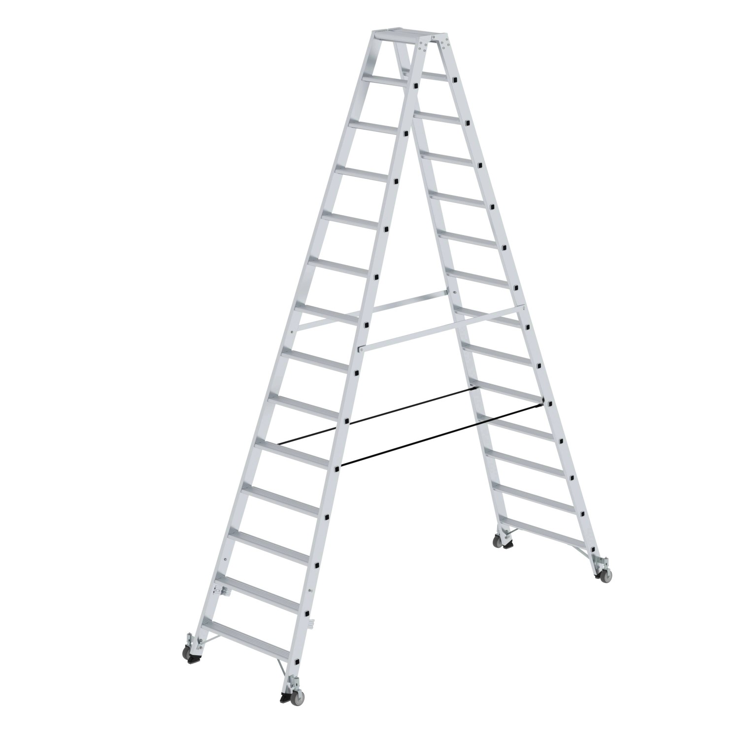 PROREGAL Stufen-Stehleiter Beidseitig Begehbar mit Rollen 2 x 14 Stufen PROREGAL Stufen-Stehleiter Beidseitig Begehbar mit Rollen 2 x 14 Stufen von PROREGAL