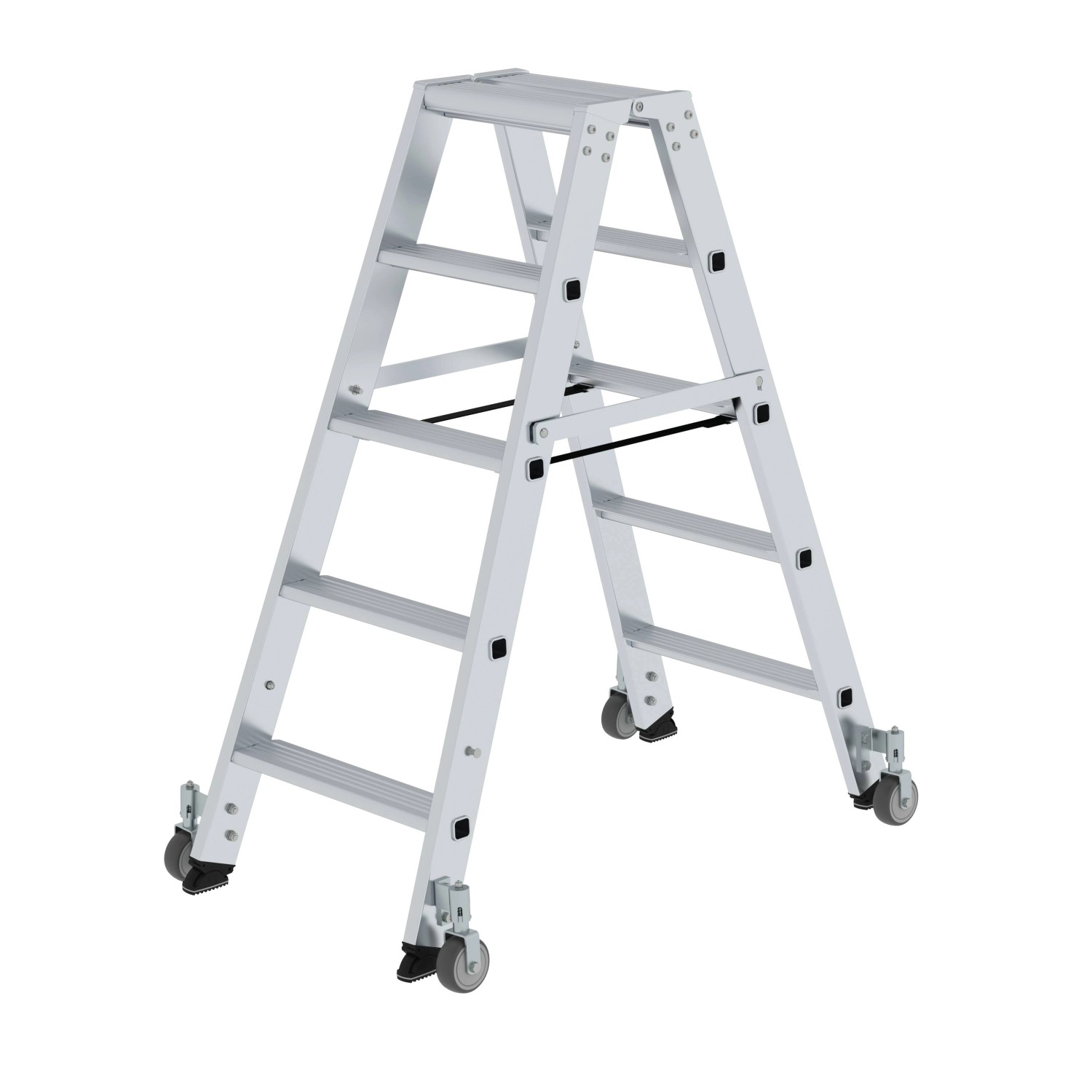 PROREGAL Stufen-Stehleiter Beidseitig Begehbar mit Rollen 2 x 5 Stufen PROREGAL Stufen-Stehleiter Beidseitig Begehbar mit Rollen 2 x 5 Stufen von PROREGAL