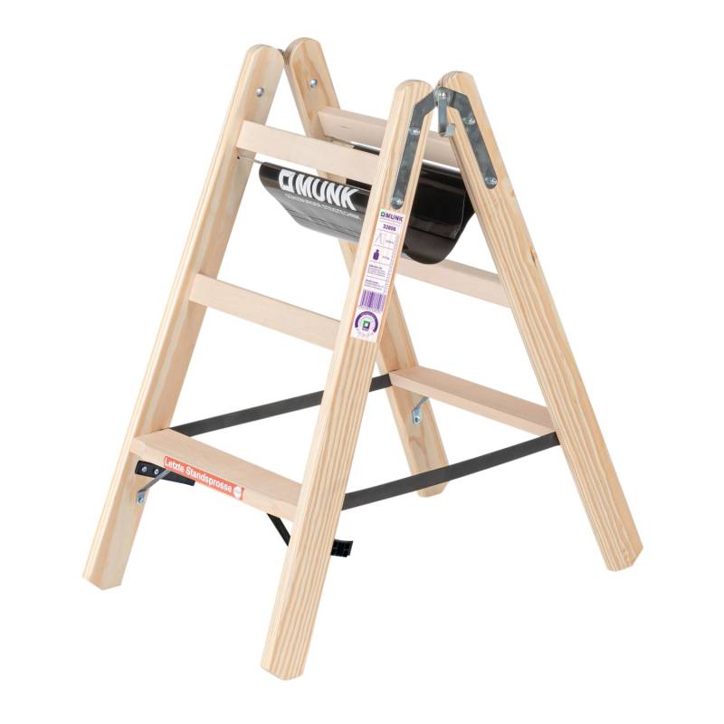 PROREGAL Stufen-Stehleiter Holz Beidseitig Begehbar 2 x 3 Stufen von PROREGAL