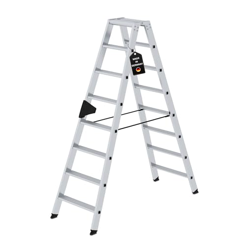 PROREGAL Stufen-Stehleiter | beidseitig begehbar | 2x8 Stufen | Leiter, Teleskopleiter, Trittleiter, Bockleiter, Sprossen-Doppelleiter von PROREGAL