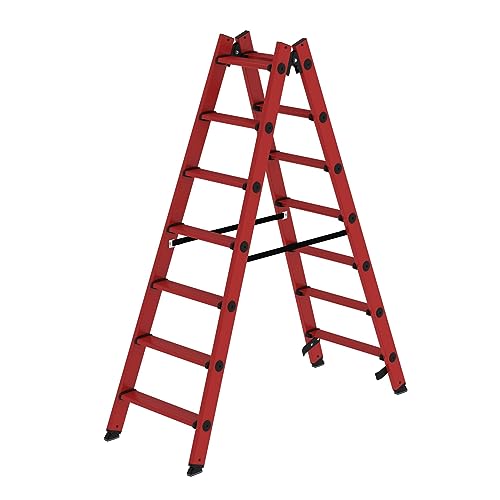 PROREGAL Stufen-Stehleiter | beidseitig begehbar | GFK 2x7 Stufen | Leiter, Teleskopleiter, Trittleiter, Bockleiter, Sprossen-Doppelleiter von PROREGAL
