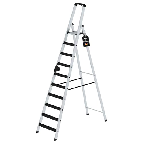 PROREGAL Stufen-Stehleiter | einseitig begehbar mit Clip-Step Relax | 10 Stufen | Leiter, Teleskopleiter, Trittleiter, Bockleiter, Sprossen-Doppelleiter von PROREGAL