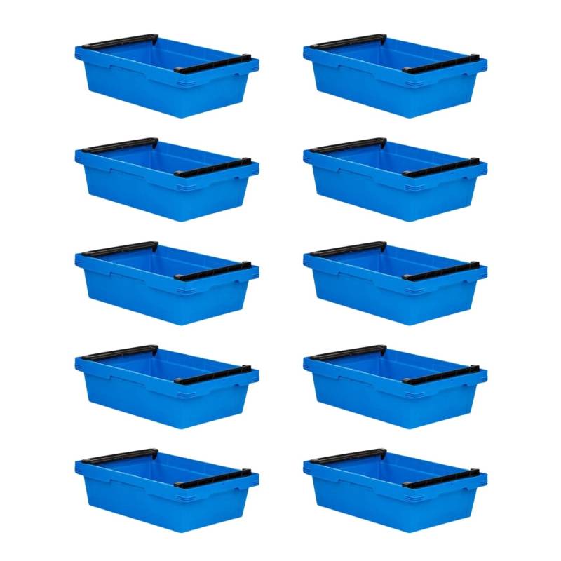 PROREGAL SuperSparSet 10x Conical Mehrweg-Stapelbehälter mit Stapelbügel Blau HxBxT 17,3 x 40 x 60 cm 29 Liter Lagerbox Eurobox Transportbox von PROREGAL