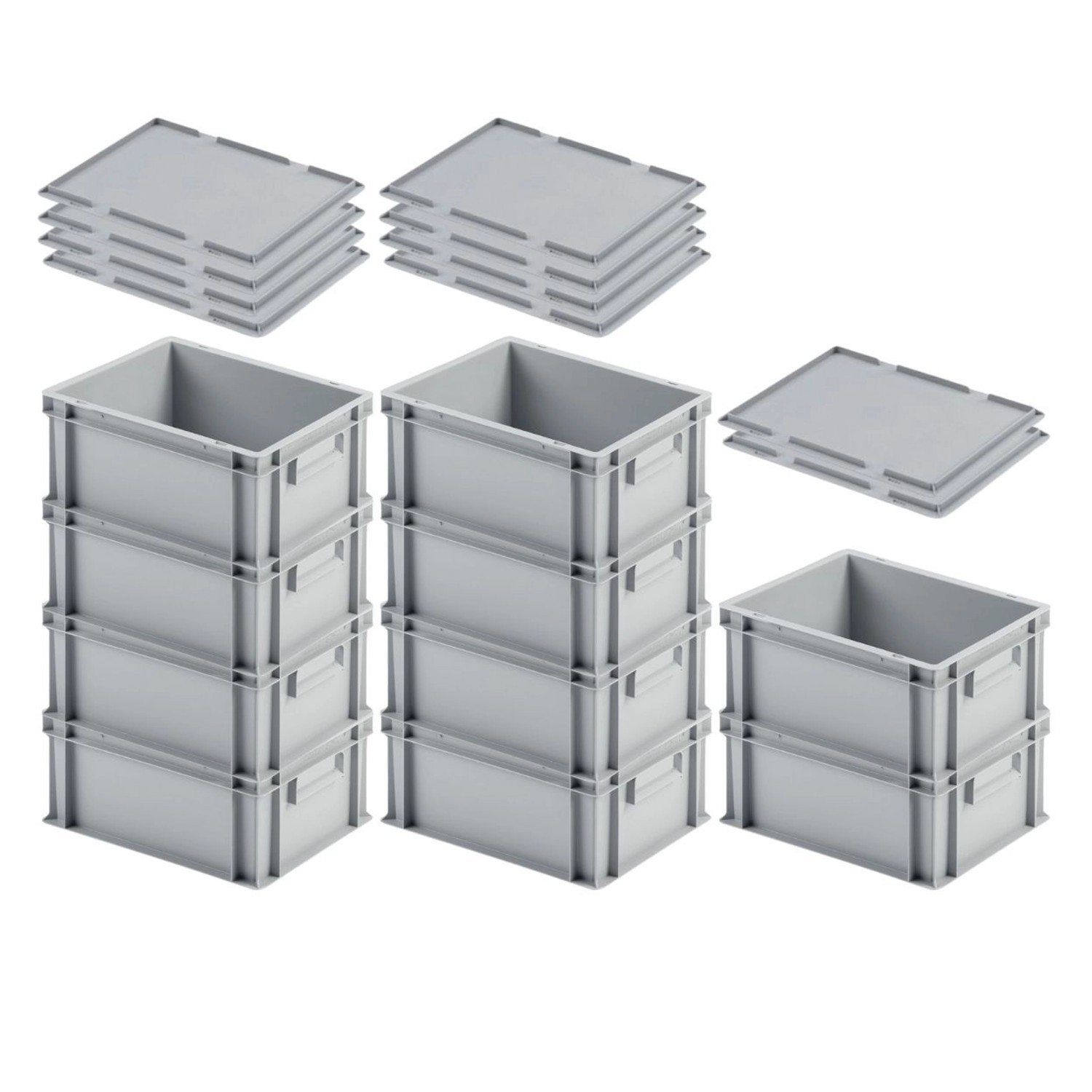 SuperSparSet 10 x Eurobehälter Mit Geschlossenem Griff und Auflagedeckel HxBxT 17,5 x 30 x 40 cm 16 Liter Grau Eurobox Transportbox SuperSparSet 10 x Eurobehälter Mit Geschlossenem Griff und Auflagedeckel HxBxT 17,5 x 30 x 40 cm 16 Liter Grau Eurobox Transportbox von PROREGAL