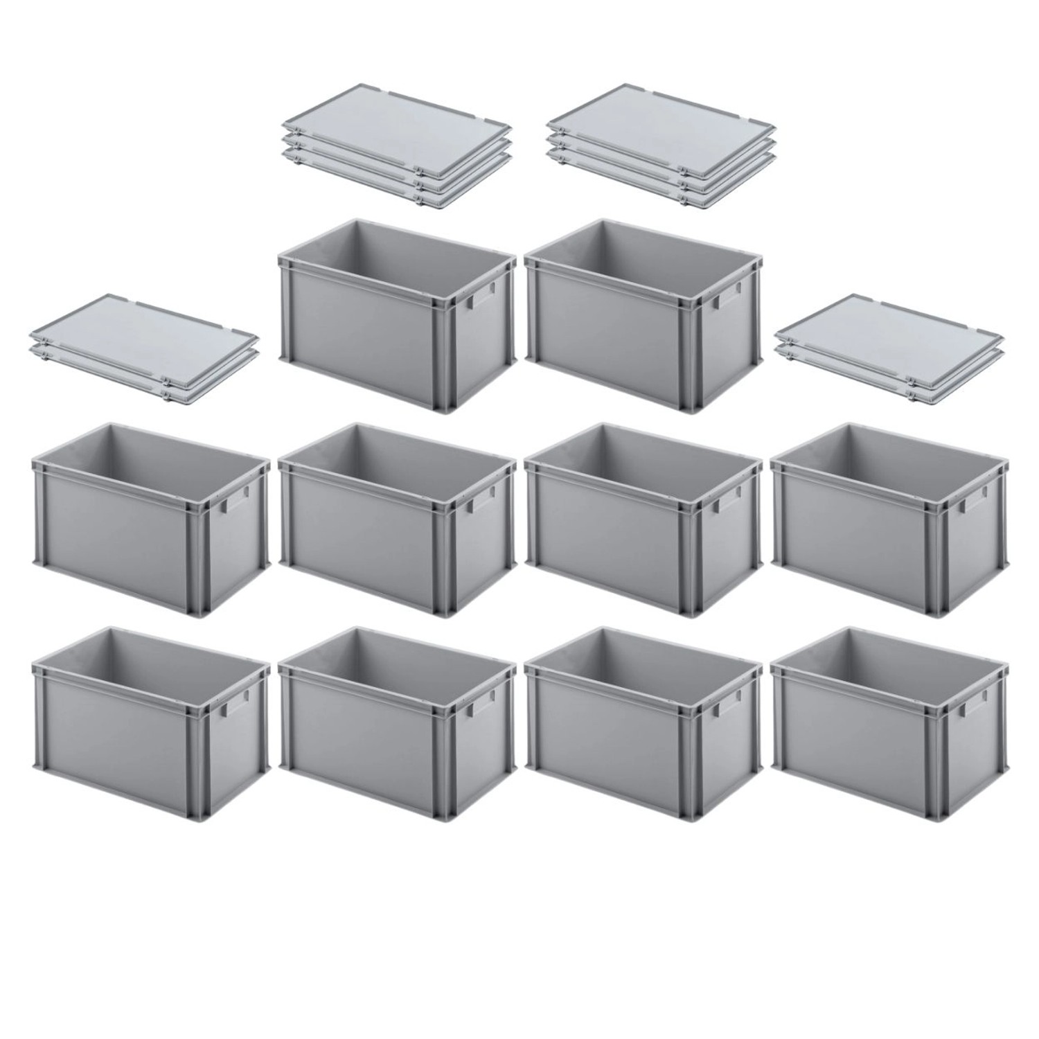PROREGAL SuperSparSet 10x Eurobehälter mit Geschlossenem Griff und Scharnierdeckel HxBxT 32 x 40 x 60 cm 56 Liter Grau Eurobox Transportbox PROREGAL SuperSparSet 10x Eurobehälter mit Geschlossenem Griff und Scharnierdeckel HxBxT 32 x 40 x 60 cm 56 Liter Grau Eurobox Transportbox von PROREGAL