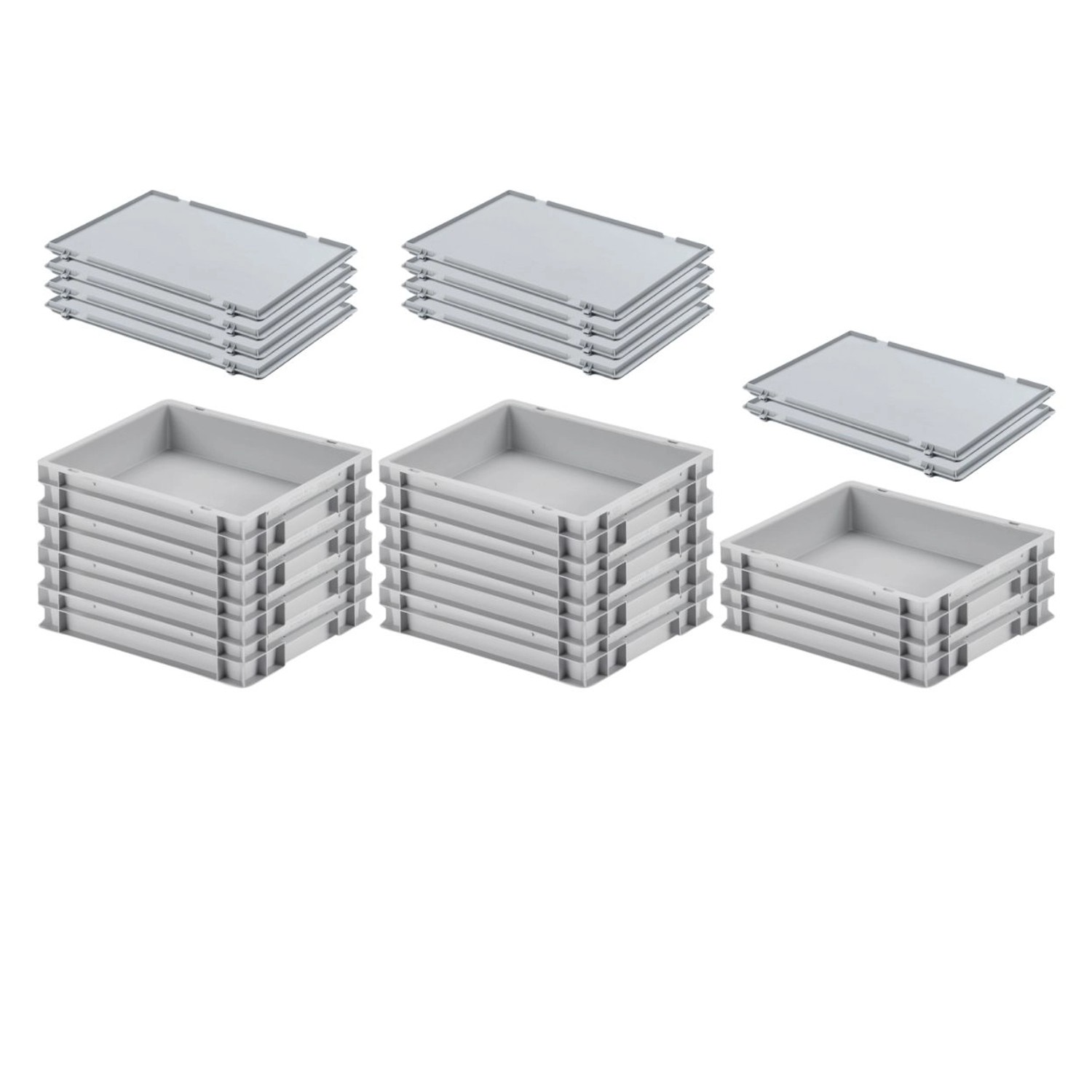 SuperSparSet 10 x Eurobehälter Mit Geschlossenem Griff und Scharnierdeckel HxBxT 7,5 x 30 x 40 cm 9 Liter Grau Eurobox Transportbox SuperSparSet 10 x Eurobehälter Mit Geschlossenem Griff und Scharnierdeckel HxBxT 7,5 x 30 x 40 cm 9 Liter Grau Eurobox Transportbox von PROREGAL