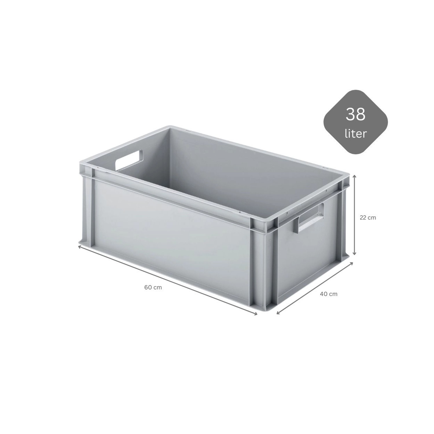 PROREGAL SuperSparSet 10x Eurobehälter mit Offenem Griff und Scharnierdeckel HxBxT 22 x 40 x 60 cm 38 Liter Grau Eurobox Transportbox von PROREGAL