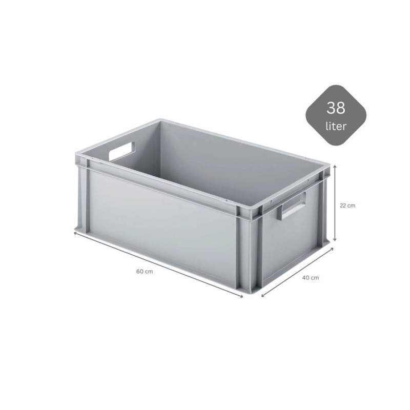 PROREGAL SuperSparSet 10x Eurobehälter mit Offenem Griff und Scharnierdeckel HxBxT 22 x 40 x 60 cm 38 Liter Grau Eurobox Transportbox von PROREGAL