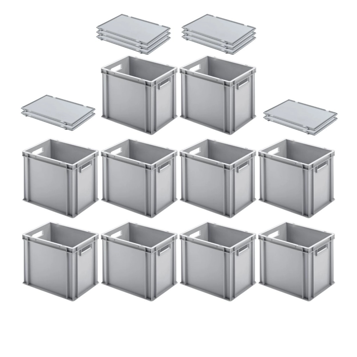 PROREGAL SuperSparSet 10x Eurobehälter mit Offenem Griff und Scharnierdeckel HxBxT 32 x 30 x 40 cm 29 Liter Grau Eurobox Transportbox PROREGAL SuperSparSet 10x Eurobehälter mit Offenem Griff und Scharnierdeckel HxBxT 32 x 30 x 40 cm 29 Liter Grau Eurobox Transportbox von PROREGAL