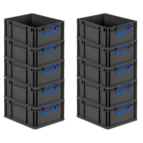 PROREGAL SuperSparSet 10x Eurobox NextGen Color | HxBxT 17x30x40cm | 16 Liter | Griffe blau geschlossen | Schwarz | Eurobehälter, Transportbox, Transportbehälter, Stapelbehälter PROREGAL SuperSparSet 10x Eurobox NextGen Color | HxBxT 17x30x40cm | 16 Liter | Griffe blau geschlossen | Schwarz | Eurobehälter, Transportbox, Transportbehälter, Stapelbehälter von PROREGAL