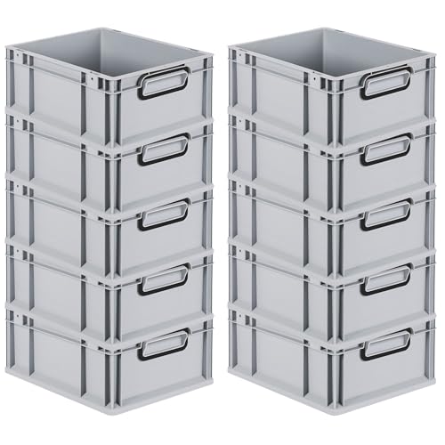 PROREGAL SuperSparSet 10x Eurobox NextGen Color | HxBxT 17x30x40cm | 16 Liter | Griffe schwarz geschlossen | Glatter Boden | Grau | Eurobehälter, Transportbox, Transportbehälter, Stapelbehälter PROREGAL SuperSparSet 10x Eurobox NextGen Color | HxBxT 17x30x40cm | 16 Liter | Griffe schwarz geschlossen | Glatter Boden | Grau | Eurobehälter, Transportbox, Transportbehälter, Stapelbehälter von PROREGAL