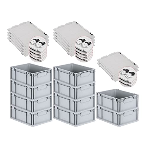 PROREGAL SuperSparSet 10x Eurobox NextGen Economy mit Scharnierdeckel & schwarzen Verschlüssen | Griffe geschlossen | HxBxT 17x30x40cm | 16 Liter | Eurobehälter Transportbox Transportbehälter PROREGAL SuperSparSet 10x Eurobox NextGen Economy mit Scharnierdeckel & schwarzen Verschlüssen | Griffe geschlossen | HxBxT 17x30x40cm | 16 Liter | Eurobehälter Transportbox Transportbehälter von PROREGAL