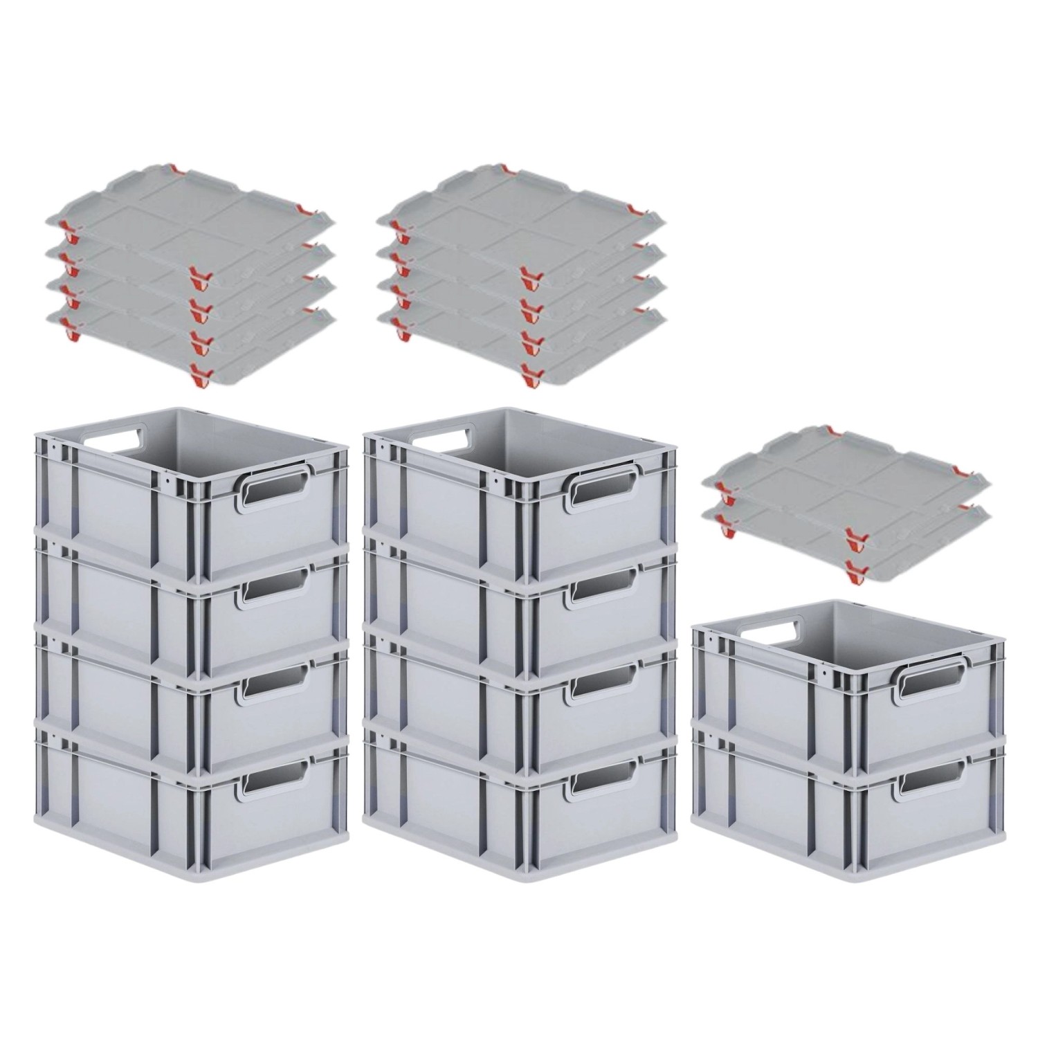 PROREGAL SuperSparSet 10x Eurobox NextGen Grip mit Auflagedeckel mit 4 Roten Schiebeschnappverschlüssen HxBxT 17 x 30 x 40 cm 16 Liter Griffe PROREGAL SuperSparSet 10x Eurobox NextGen Grip mit Auflagedeckel mit 4 Roten Schiebeschnappverschlüssen HxBxT 17 x 30 x 40 cm 16 Liter Griffe von PROREGAL