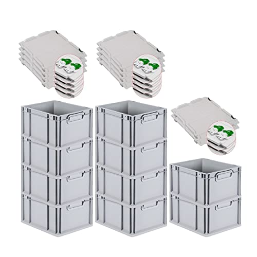 PROREGAL SuperSparSet 10x Eurobox NextGen Grip mit Scharnierdeckel und grünen Schiebeschnappverschlüssen, HxBxT 22x30x40cm, 20 L, Grau, Griffe geschlossen, Eurobehälter, Transportbox PROREGAL SuperSparSet 10x Eurobox NextGen Grip mit Scharnierdeckel und grünen Schiebeschnappverschlüssen, HxBxT 22x30x40cm, 20 L, Grau, Griffe geschlossen, Eurobehälter, Transportbox von PROREGAL