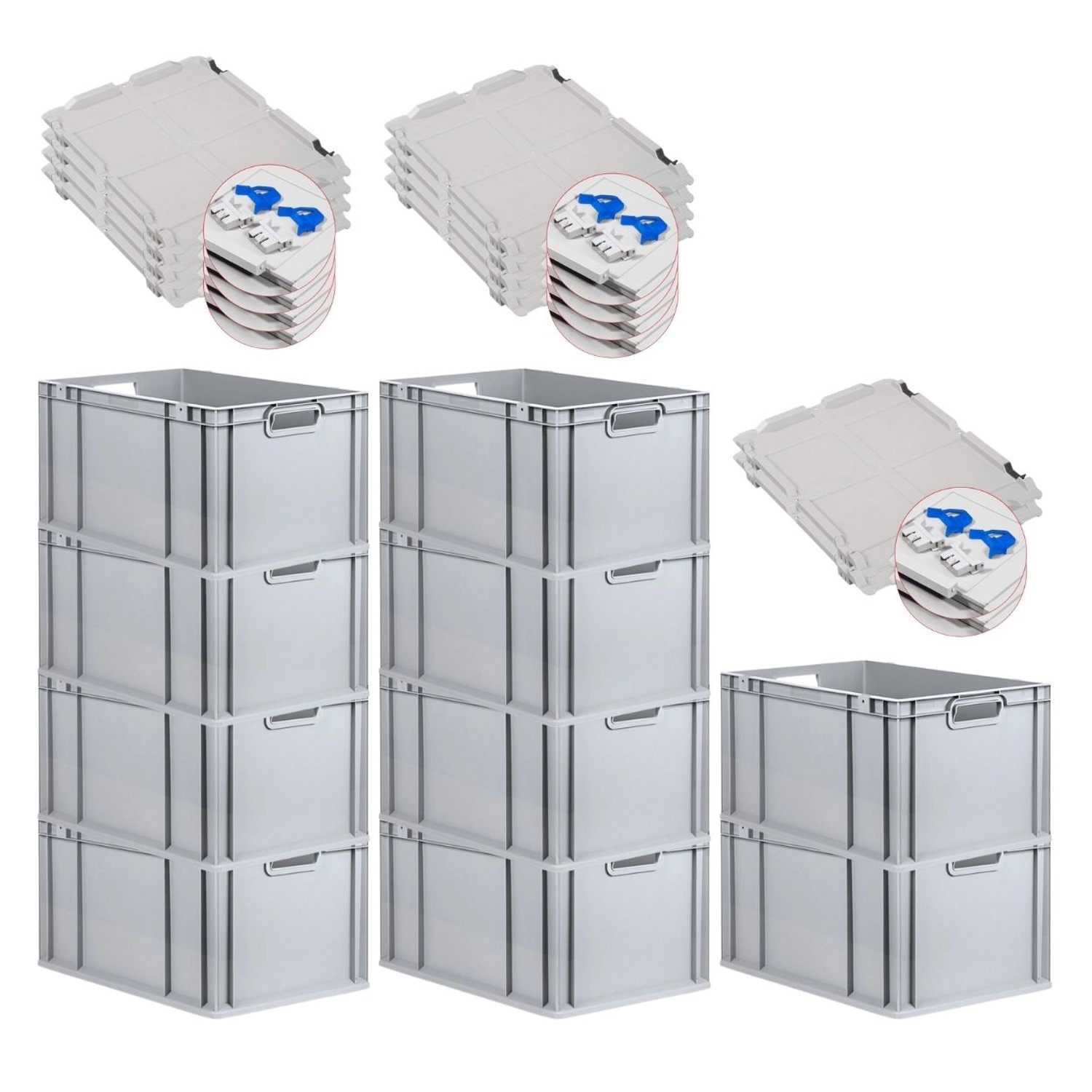 PROREGAL SuperSparSet 10x Eurobox NextGen Grip mit Scharnierdeckel und Blauen Schiebeschnappverschlüssen HxBxT 32 x 40 x 60 cm 65 Liter PROREGAL SuperSparSet 10x Eurobox NextGen Grip mit Scharnierdeckel und Blauen Schiebeschnappverschlüssen HxBxT 32 x 40 x 60 cm 65 Liter von PROREGAL