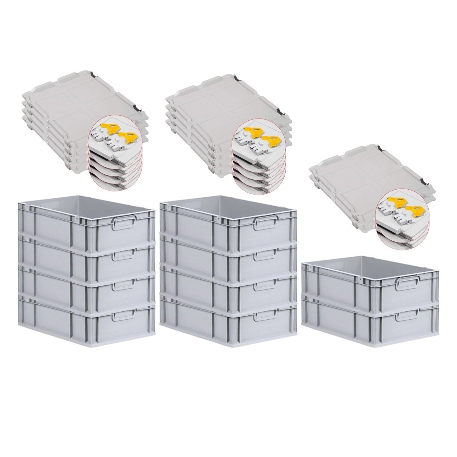 PROREGAL SuperSparSet 10x Eurobox NextGen Grip mit Scharnierdeckel und Gelben Schiebeschnappverschlüssen HxBxT 17 x 40 x 60 cm 34 Liter PROREGAL SuperSparSet 10x Eurobox NextGen Grip mit Scharnierdeckel und Gelben Schiebeschnappverschlüssen HxBxT 17 x 40 x 60 cm 34 Liter von PROREGAL