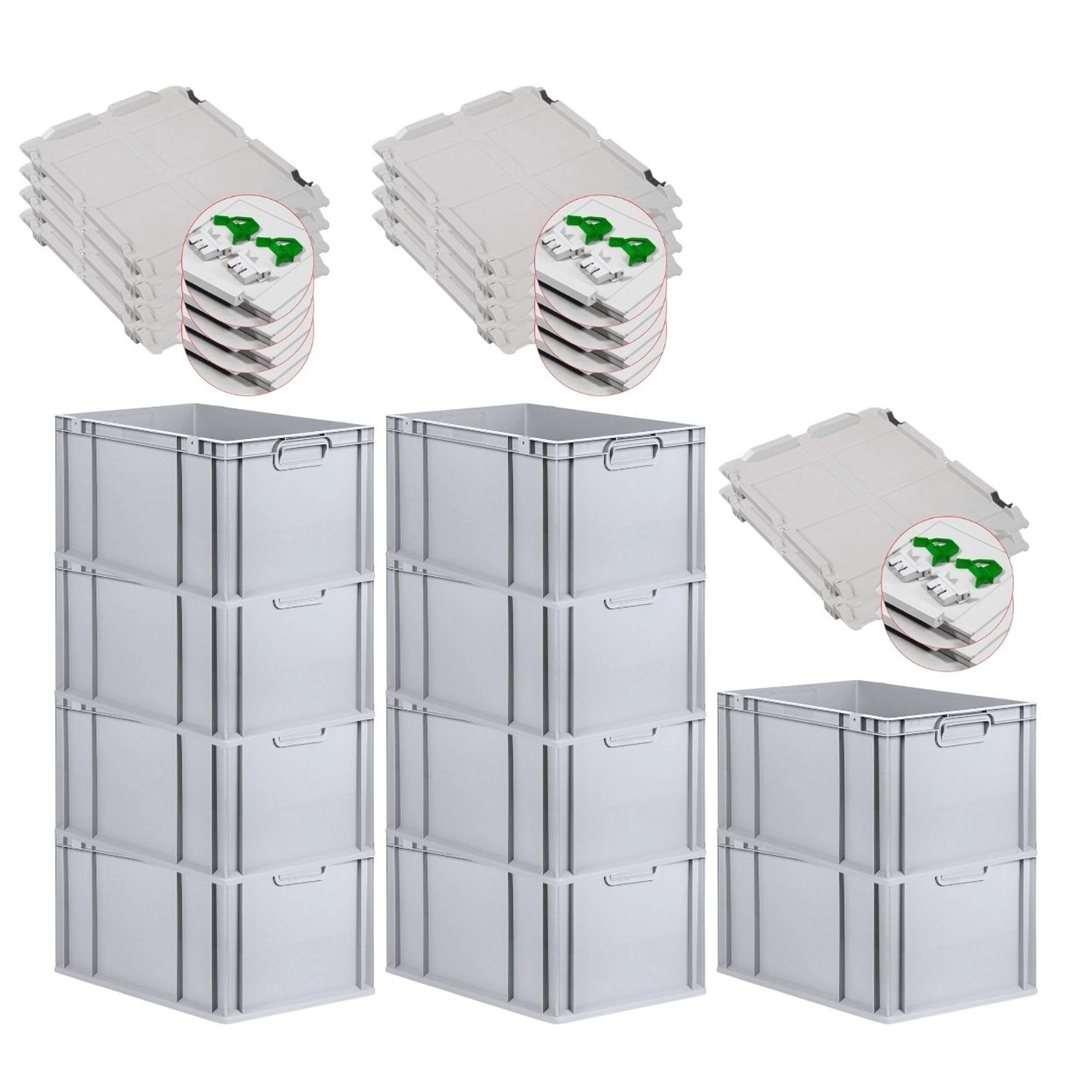 PROREGAL SuperSparSet 10x Eurobox NextGen Grip mit Scharnierdeckel und Grünen Schiebeschnappverschlüssen HxBxT 32 x 40 x 60 cm 65 Liter PROREGAL SuperSparSet 10x Eurobox NextGen Grip mit Scharnierdeckel und Grünen Schiebeschnappverschlüssen HxBxT 32 x 40 x 60 cm 65 Liter von PROREGAL