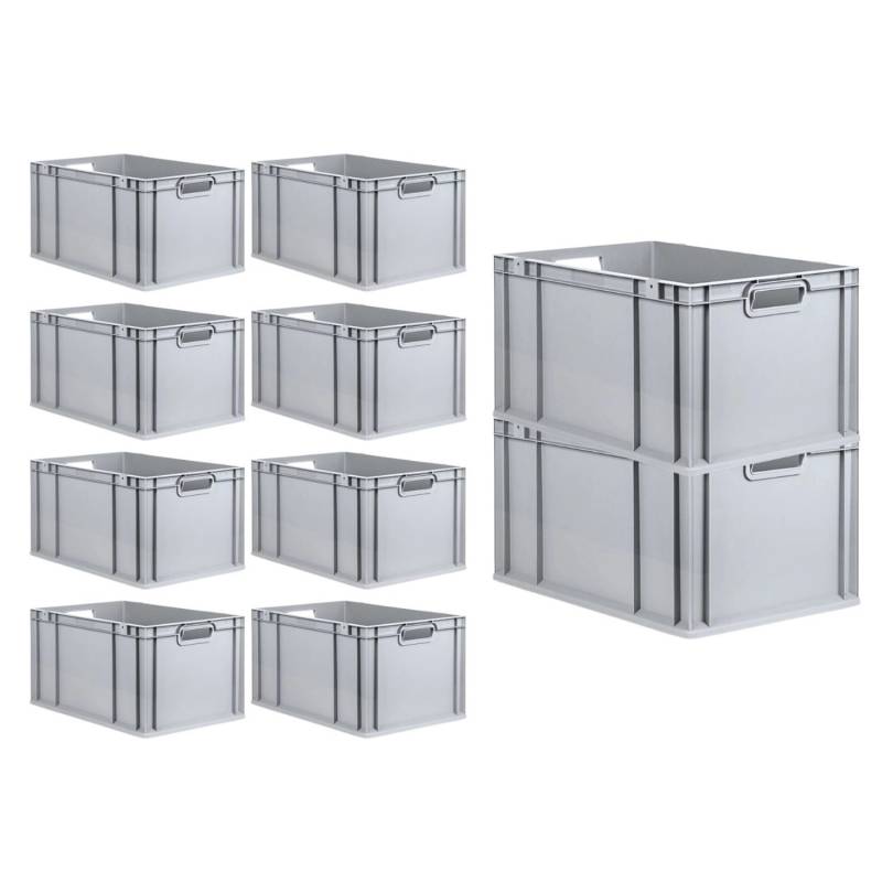PROREGAL SuperSparSet 10x Eurobox NextGen Grip mit Scharnierdeckel und Roten Schiebeschnappverschlüssen HxBxT 32 x 40 x 60 cm 65 Liter von PROREGAL