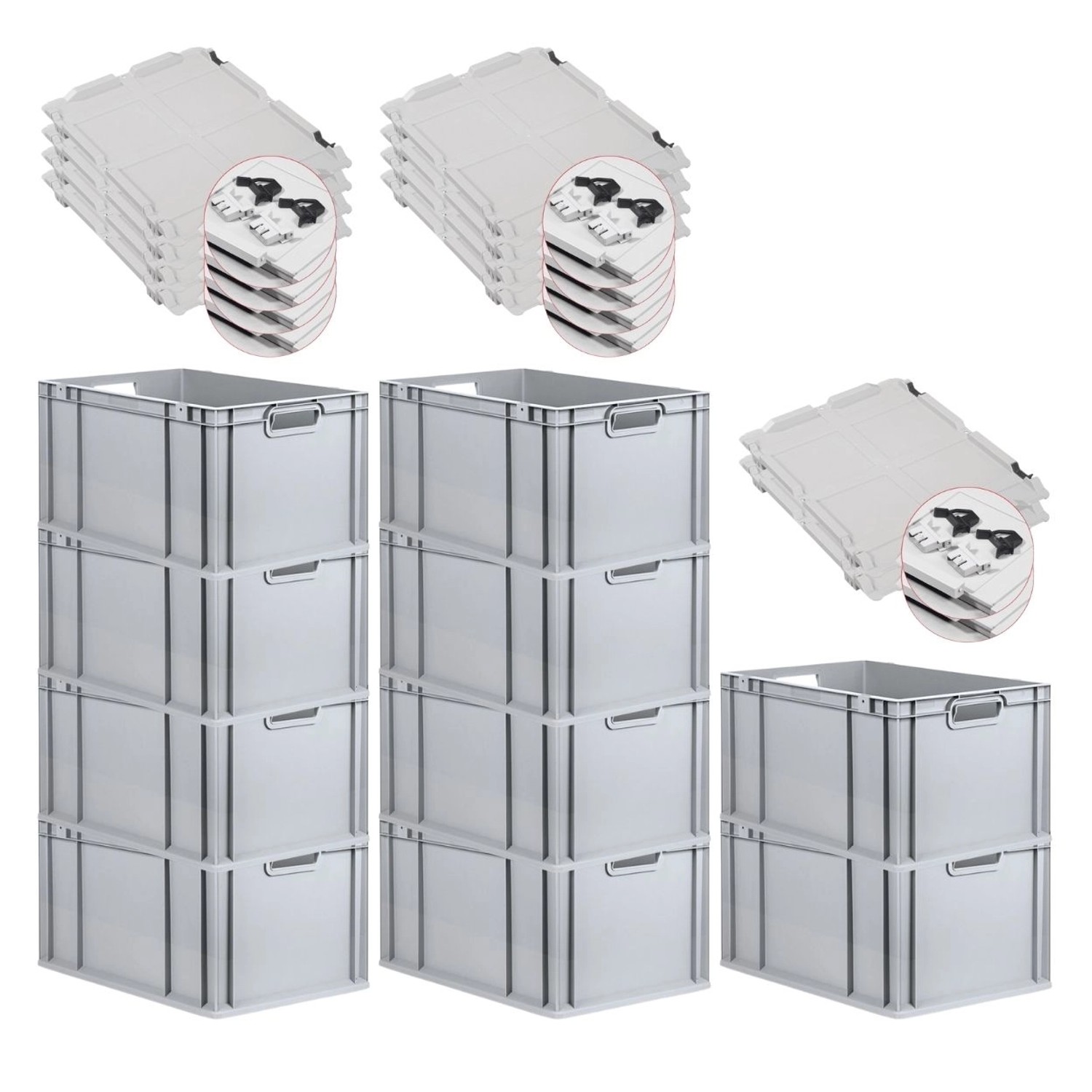 PROREGAL SuperSparSet 10x Eurobox NextGen Grip mit Scharnierdeckel und Schwarzen Schiebeschnappverschlüssen HxBxT 32 x 40 x 60 cm 65 Liter PROREGAL SuperSparSet 10x Eurobox NextGen Grip mit Scharnierdeckel und Schwarzen Schiebeschnappverschlüssen HxBxT 32 x 40 x 60 cm 65 Liter von PROREGAL