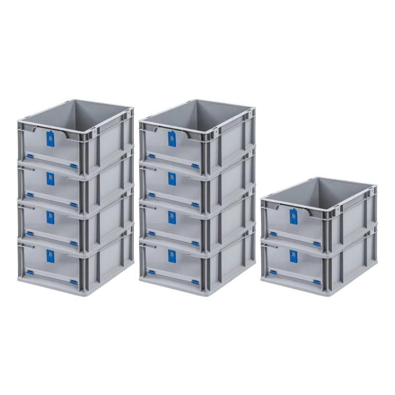 PROREGAL SuperSparSet 10x Eurobox NextGen Insight Cover HxBxT 17 x 30 x 40 16 Liter Niedrig/Blau Eurobehälter Transportbox von PROREGAL