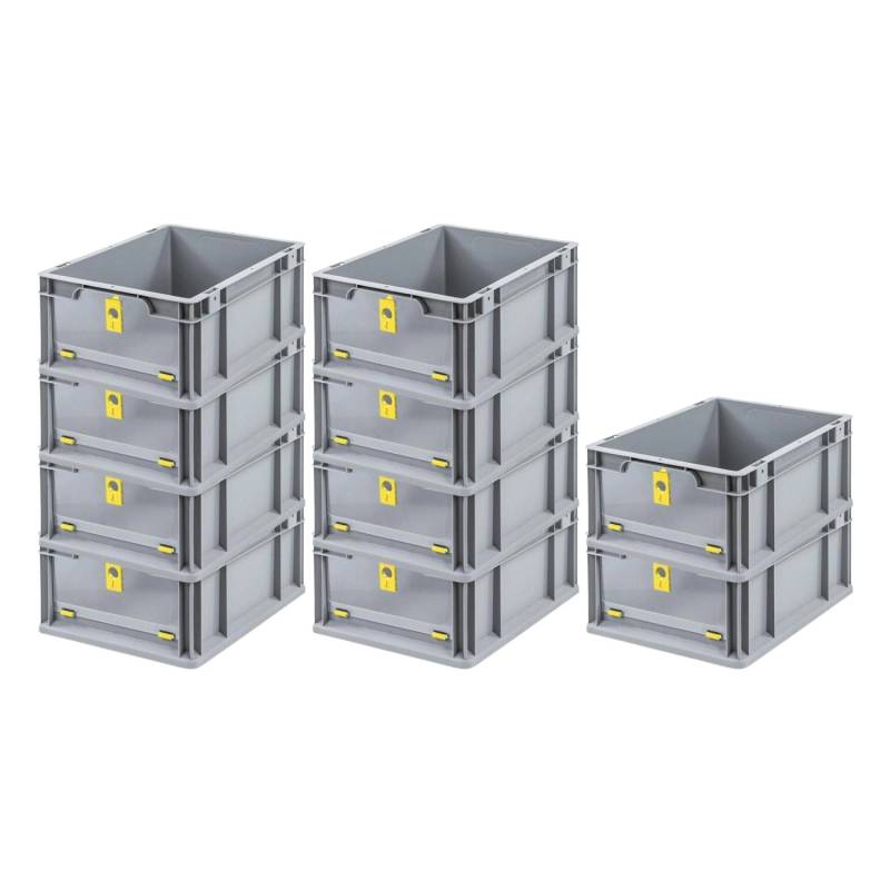 PROREGAL SuperSparSet 10x Eurobox NextGen Insight Cover HxBxT 17 x 30 x 40 16 Liter Niedrig/Gelb Eurobehälter Transportbox von PROREGAL