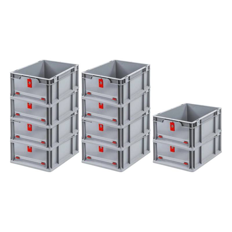 PROREGAL SuperSparSet 10x Eurobox NextGen Insight Cover HxBxT 17 x 30 x 40 16 Liter Niedrig/Rot Eurobehälter Transportbox von PROREGAL