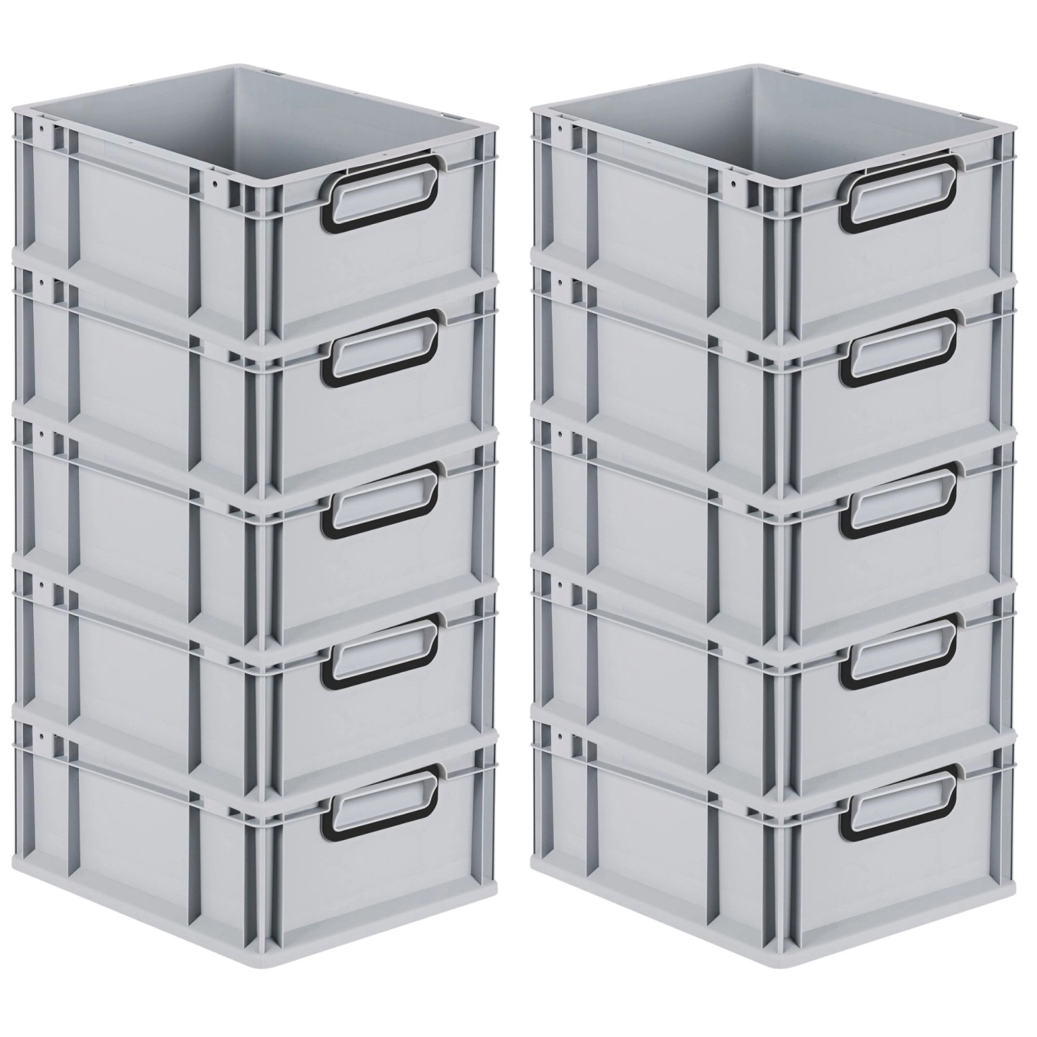 PROREGAL SuperSparSet 10x Eurobox Nextgen Color HxBxT 17x30x40cm 16 Liter Griffe Schwarz Geschlossen Grau Eurobehälter Transportbox Transportbehälter von PROREGAL