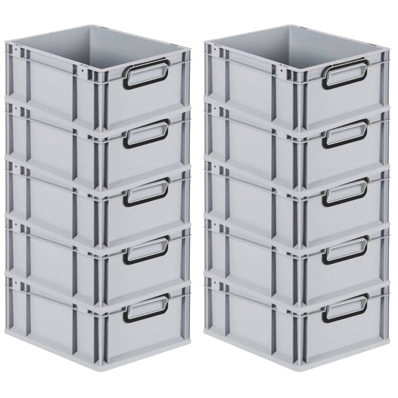 PROREGAL SuperSparSet 10x Eurobox Nextgen Color HxBxT 17x30x40cm 16 Liter Griffe Schwarz Geschlossen Grau Eurobehälter Transportbox Transportbehälter von PROREGAL