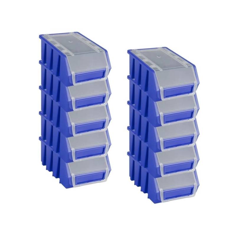 PROREGAL SuperSparSet 10x Sichtlagerbox 2 mit Deckel HxBxT 7,5 x 11,6 x 16,1 cm Polypropylen Blau von PROREGAL