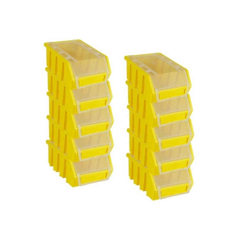 PROREGAL SuperSparSet 10x Sichtlagerbox 2 mit Deckel HxBxT 7,5 x 11,6 x 16,1 cm Polypropylen Gelb von PROREGAL