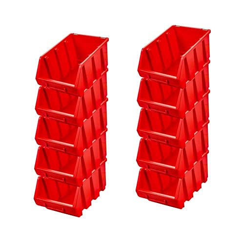 PROREGAL SuperSparSet 10x Sichtlagerbox 3 | HxBxT 12,6x17x24cm | Rot | Sichtlagerbehälter Sichtlagerkasten Sichtlagerkastensortiment Sortierbehälter Stapelbehälter von PROREGAL
