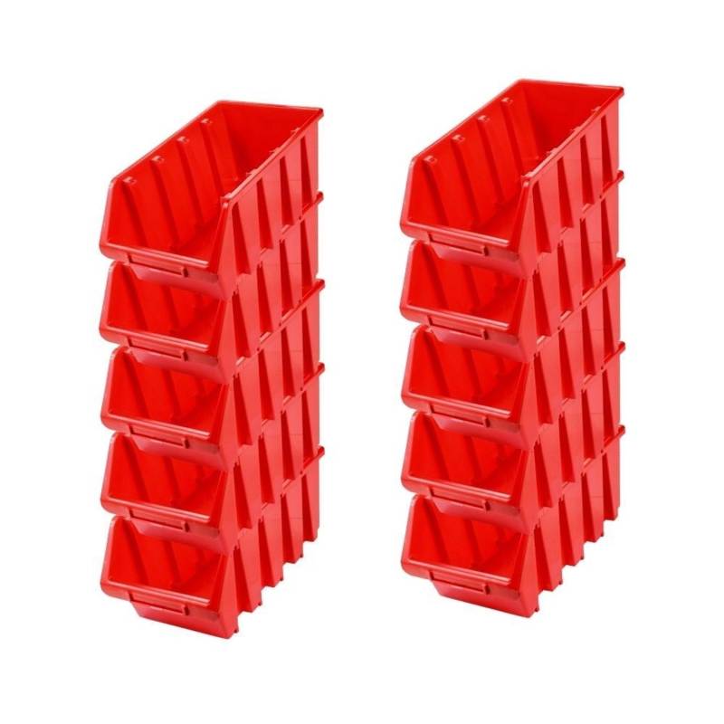 PROREGAL SuperSparSet 10x Sichtlagerbox 4 HxBxT 15,5 x 20,4 x 34 cm Polypropylen Rot von PROREGAL