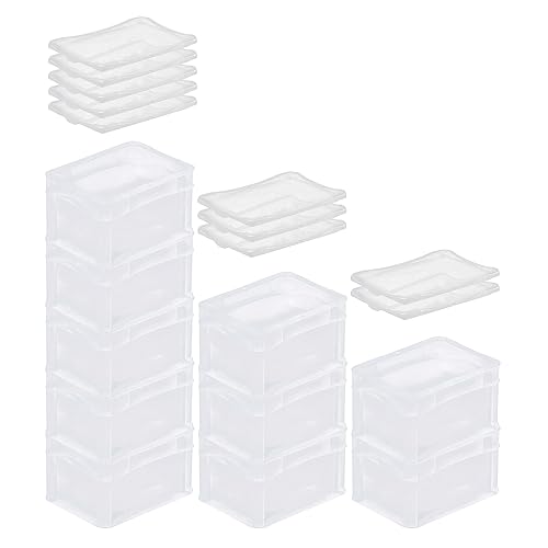 PROREGAL SuperSparSet 10x Transparenter Eurobehälter BasicLine mit geschlossenem Griff & Klickdeckel | HxBxT 12x15x20cm | 2,2 Liter | Eurobox Transportbox Transportbehälter Stapelbehälter von PROREGAL