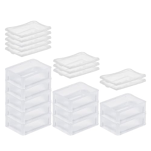 PROREGAL SuperSparSet 10x Transparenter Eurobehälter BasicLine mit geschlossenem Griff & Klickdeckel | HxBxT 7x15x20cm | 1,3 Liter | Eurobox Transportbox Transportbehälter Stapelbehälter von PROREGAL