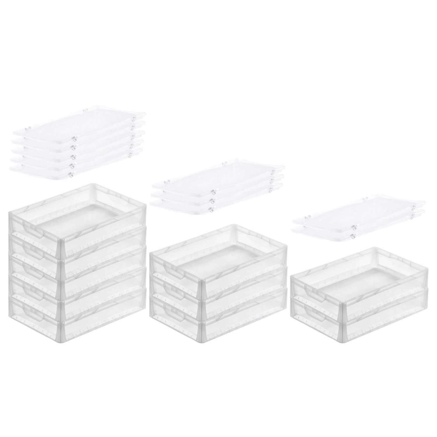 PROREGAL SuperSparSet 10x Transparenter Eurobehälter LightLine mit Offenem Griff und Auflagedeckel HxBxT 12 x 40 x 60 cm 24 Liter Eurobox PROREGAL SuperSparSet 10x Transparenter Eurobehälter LightLine mit Offenem Griff und Auflagedeckel HxBxT 12 x 40 x 60 cm 24 Liter Eurobox von PROREGAL