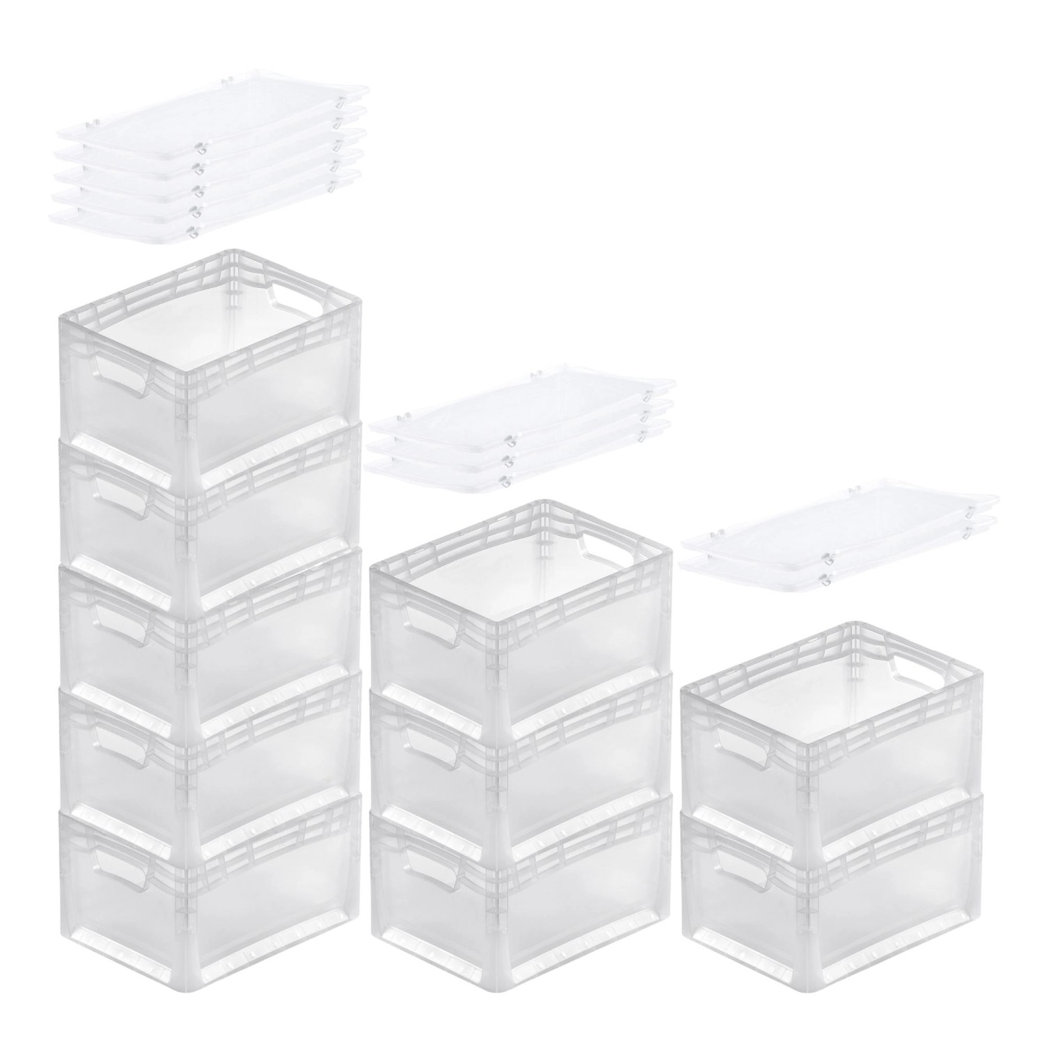PROREGAL SuperSparSet 10x Transparenter Eurobehälter LightLine mit Offenem Griff und Auflagedeckel HxBxT 22 x 30 x 40 cm 24 Liter Eurobox PROREGAL SuperSparSet 10x Transparenter Eurobehälter LightLine mit Offenem Griff und Auflagedeckel HxBxT 22 x 30 x 40 cm 24 Liter Eurobox von PROREGAL
