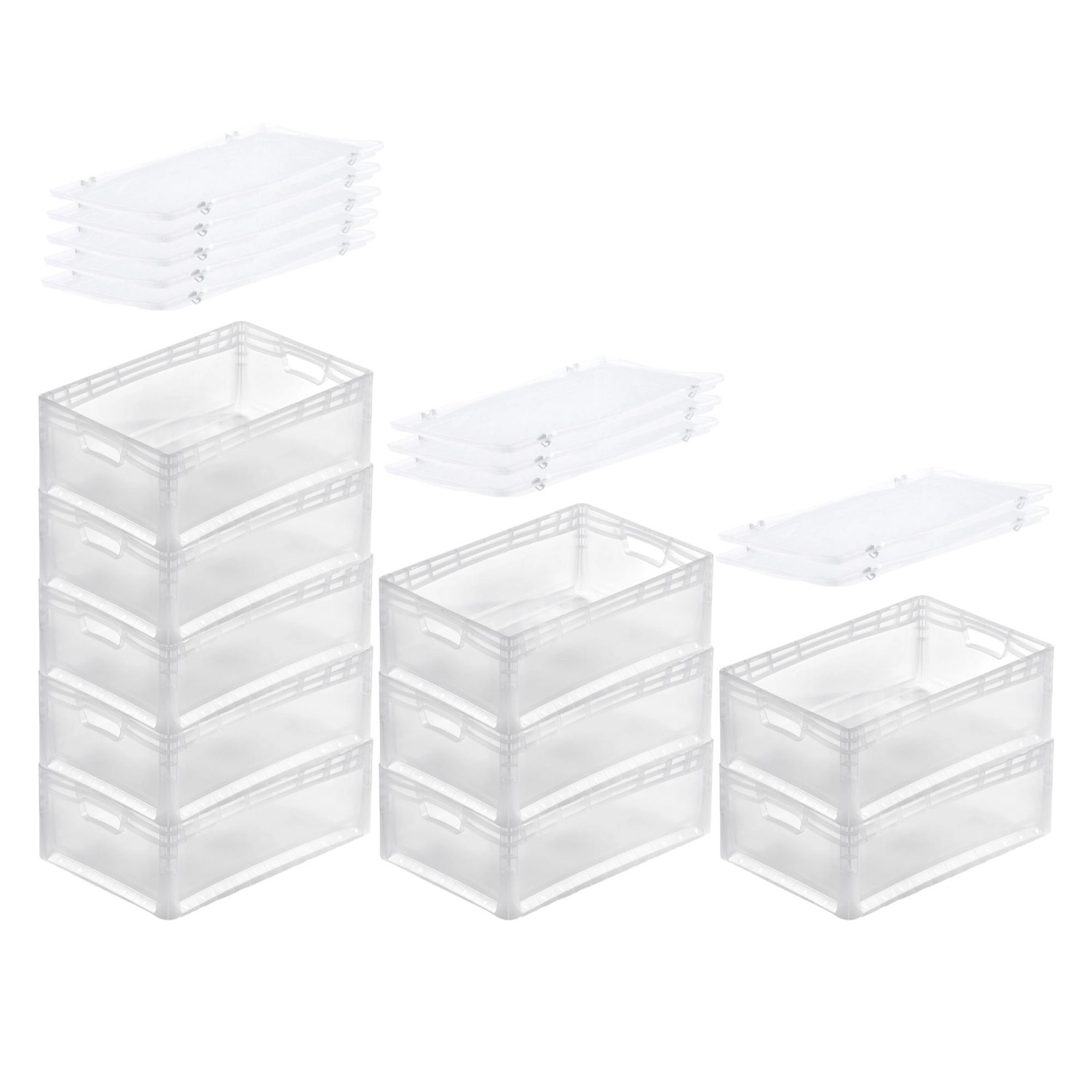 PROREGAL SuperSparSet 10x Transparenter Eurobehälter LightLine mit Offenem Griff und Auflagedeckel HxBxT22 x 40 x 60 cm 46 Liter Eurobox PROREGAL SuperSparSet 10x Transparenter Eurobehälter LightLine mit Offenem Griff und Auflagedeckel HxBxT22 x 40 x 60 cm 46 Liter Eurobox von PROREGAL