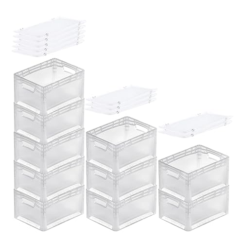 PROREGAL SuperSparSet 10x Transparenter Eurobehälter LightLine mit offenem Griff & Auflagedeckel | HxBxT 22x30x40cm | 24 Liter | Eurobox Transportbox Transportbehälter Stapelbehälter PROREGAL SuperSparSet 10x Transparenter Eurobehälter LightLine mit offenem Griff & Auflagedeckel | HxBxT 22x30x40cm | 24 Liter | Eurobox Transportbox Transportbehälter Stapelbehälter von PROREGAL