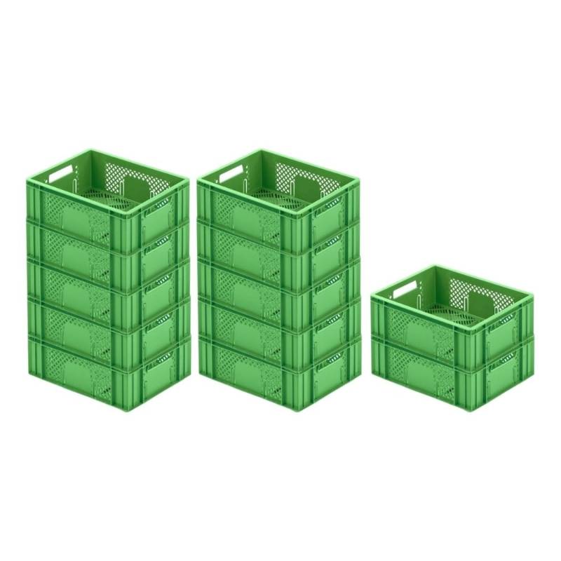 SuperSparSet 12 x Eurobehälter Obst- und Gemüsekasten HxBxT 14,2 x 30 x 40 cm 13 Liter Grün Obst-Gemüsekiste Obstkorb Transportbox von PROREGAL