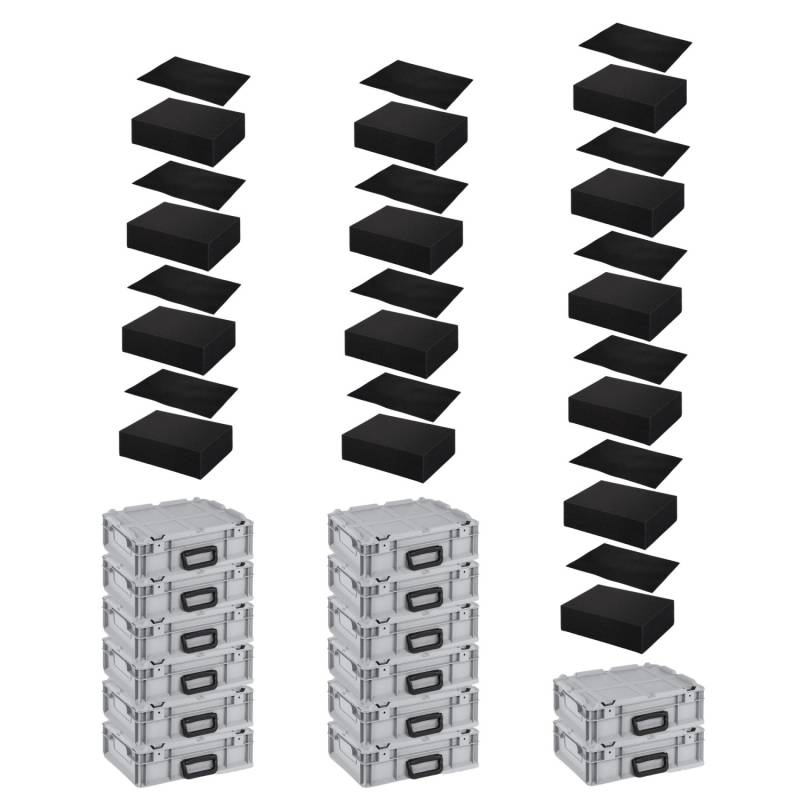 SuperSparSet 14 x Eurobox NextGen Portable Mit Rasterschaumstoff und Schaumstoffeinlage HxBxT 13,5 x 30 x 40 cm 11 Liter Eurobehälter Transportbox von PROREGAL