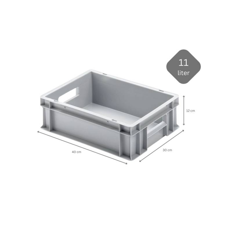 PROREGAL SuperSparSet 16x Eurobehälter mit Offenem Griff und Auflagedeckel HxBxT 12 x 30 x 40 cm 11 Liter Grau Eurobox Transportbox von PROREGAL